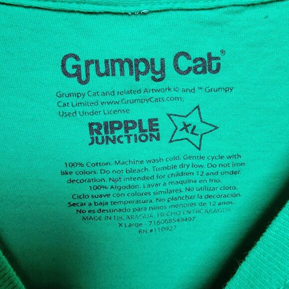 Ripple Junction Graphic Tee Grumpy Cat I Will Succeed Green - Size XL - Picture 4 of 4